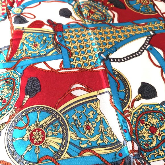 Scarf 19" x 19" Square Satin NEW print neckerchief blue-red - Picture 3 of 4